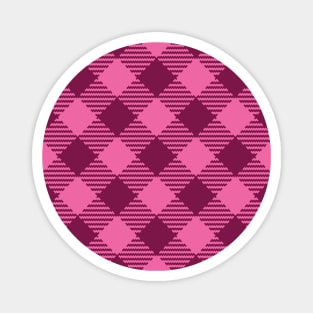 Retro Valentine's gingham check burgundy pink diagonal Magnet